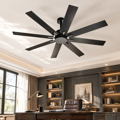 Ventilateur de plafond de 65 po à 8 pales avec télécommande, 5 vitesses et moteur réversible