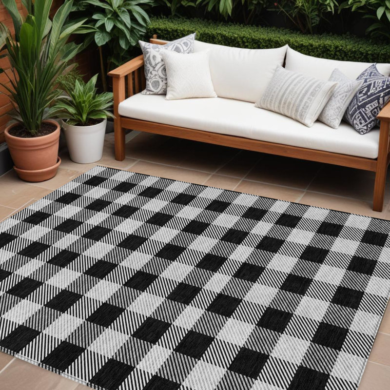 Tapis intérieur lavable 10 pi x 14 pi noir et gris