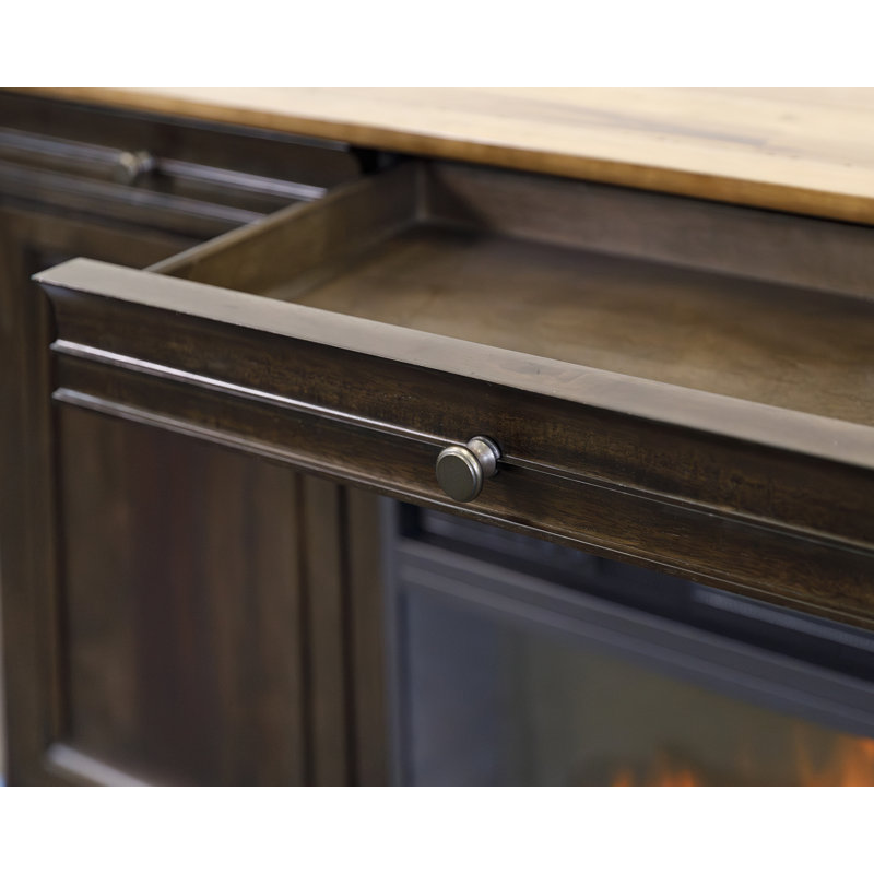 Console de foyer Oloughlin, rangement pour divertissement, meuble télé, entièrement assemblé, H 32 po x l 68 po x P 17 po