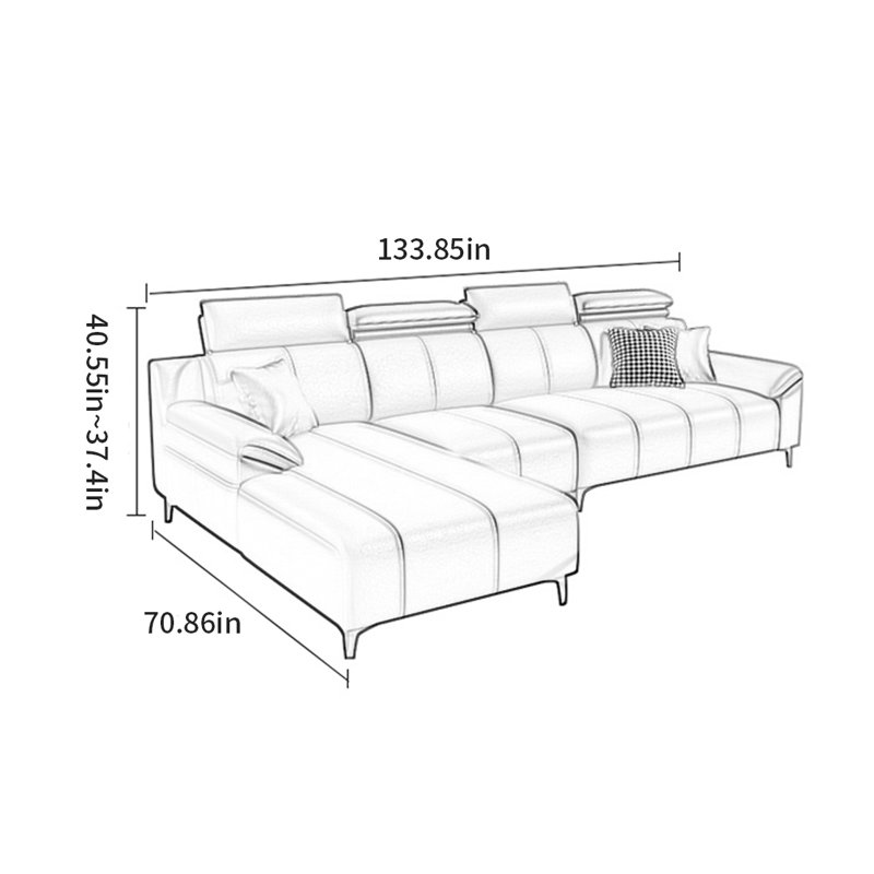 Canapé luxueux simple de style américain, H 40,55 po x l 133,85 po x P 70,86 po
