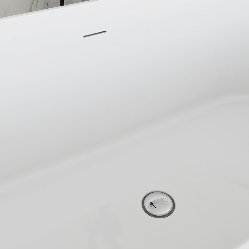 67" Glossy White Acrylic Freestanding Soaking Bathtub
