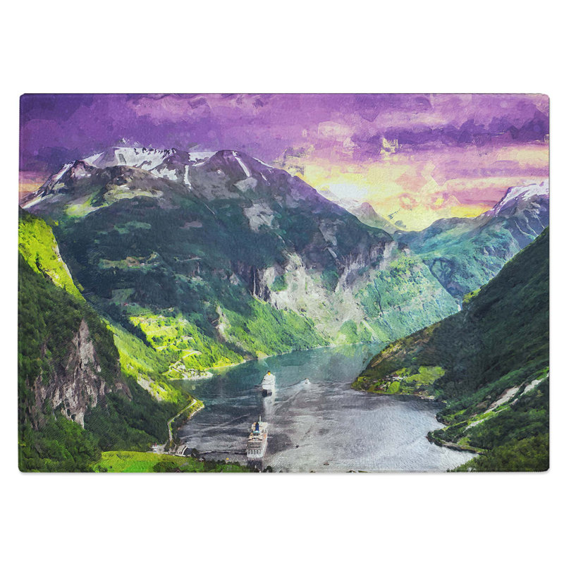 Tempered Glass Cruise Ships Passing Chopping Board, 28.5 cm W x 20 cm L