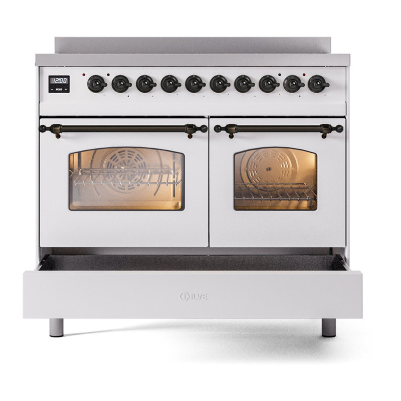 ILVE Nostalgie II 40 in Induction Range, White/Bronze