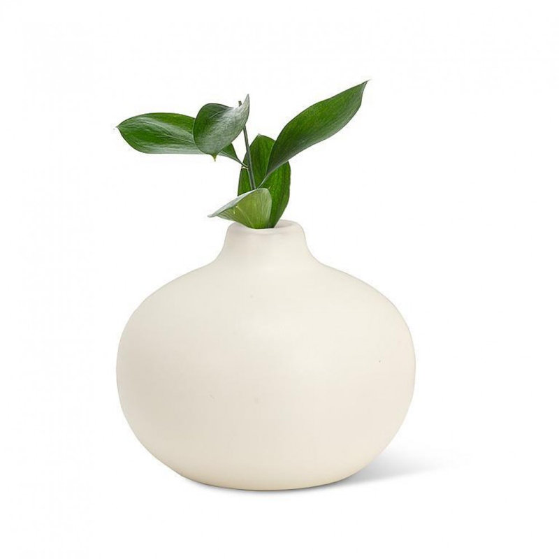 Ball Bud Vase, Ivory, 2.50" H x 3" W x 3" D