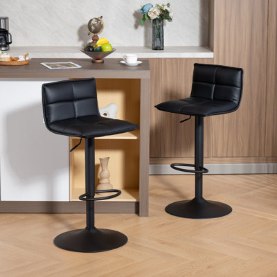Upholstered Adjustable Height Counter Stool with Metal Frame