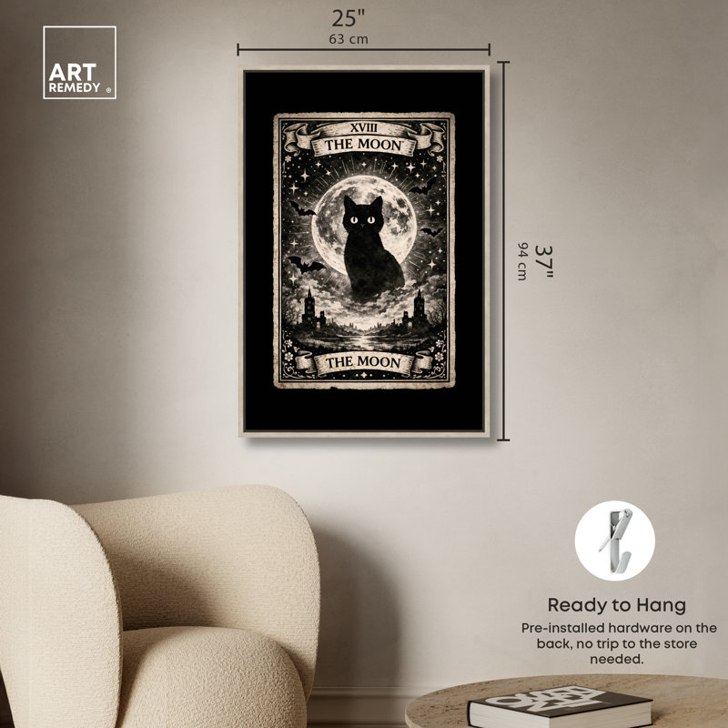 «Spooky Moon Tarot», impression sur toile encadrée par Art Remedy, cadre en chêne naturel, 24 x 36, H 37 po x l 25 po