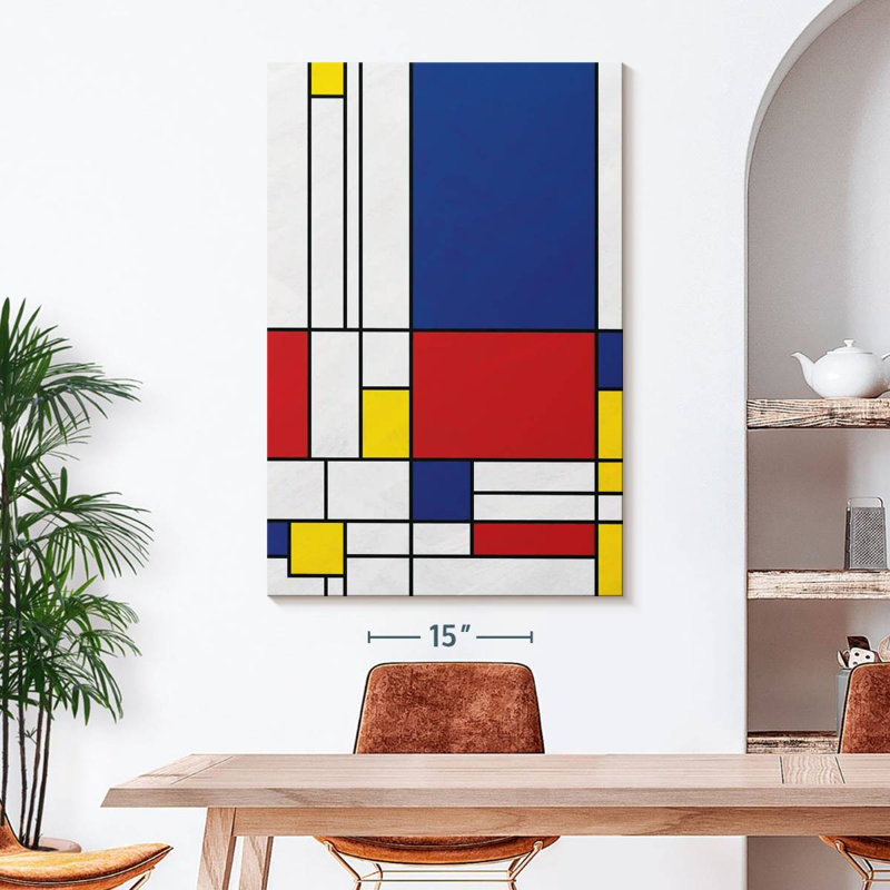 Géométrique «Mondrian II» sur toile, H 48 po x l 32 po x P 1,25 po