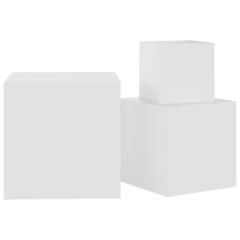 Gobind Block Nesting Tables, White, White