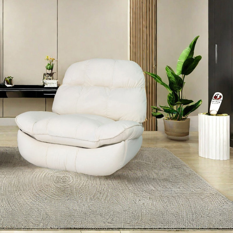 Oehling Faux Leather Recliner, Beige Faux Leather