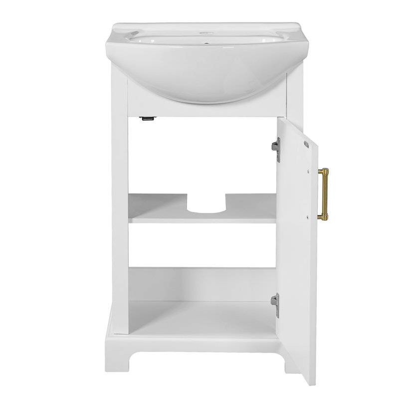 Meuble-lavabo de 20 po avec lavabo en céramique, Blanc