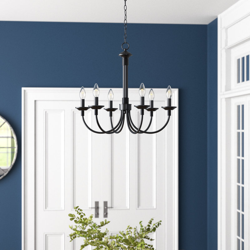 Richeson Dimmable Candle Style Empire Chandelier , Black, 6, 23" H x 23" W x 23" D