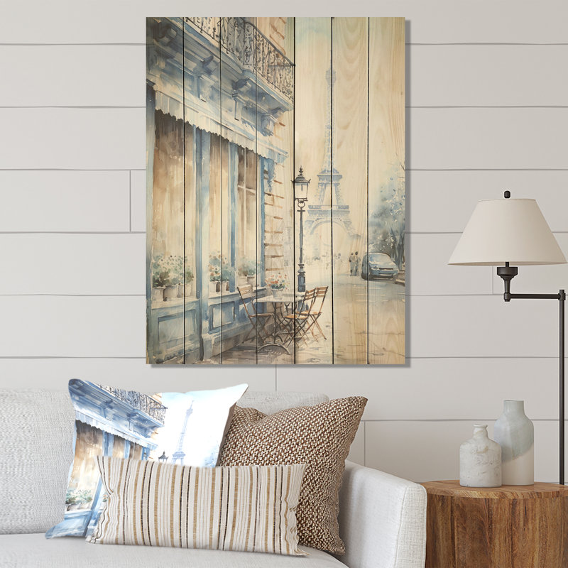 Gris, rue urbaine parisienne I - City Paris sur impression sur bois, H 20 po x l 10 po