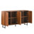 Mid-Century Modern Walnut Sideboard Buffet Cabinet, 59*16*33 inches Geometric Carved Storage Cabinet with Metal Legs, Multi-Purpose Credenza for Living Room