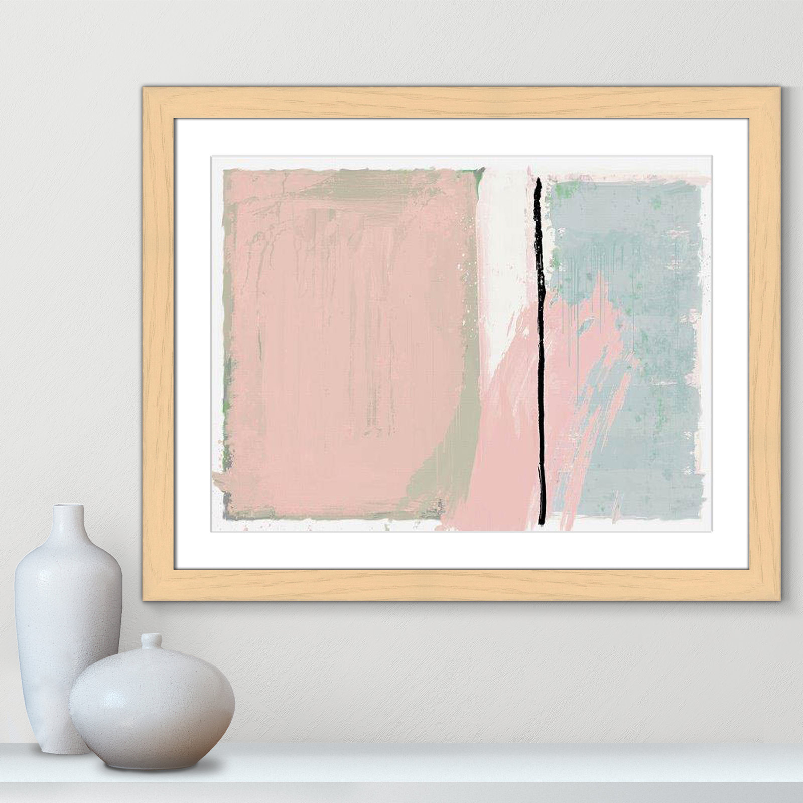 Pastel Opulance Print, 25" H x 31" W x 1.25" D, Natural Cube Picture Framed, White