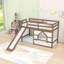 Lit mezzanine simple bas avec escalier de rangement, glissade et éclairage multicolore-934843606