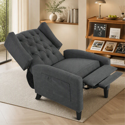 Fauteuil inclinable manuel à oreilles réglable. avec table d'appoint pliable, ports de chargement USB, chaises inclinables modernes confortables pour le salon, la chambre à coucher, le dortoir, le bureau