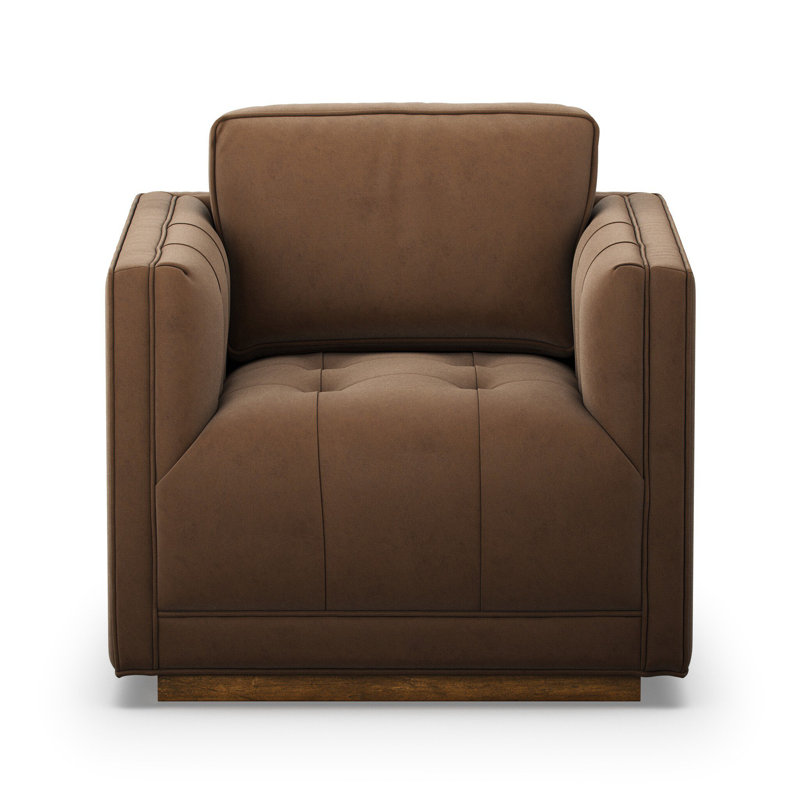 Kiera Swivel Chair-Amici Tobacco, Maestro Cigar Top Grain Leather, Weathered Sepia
