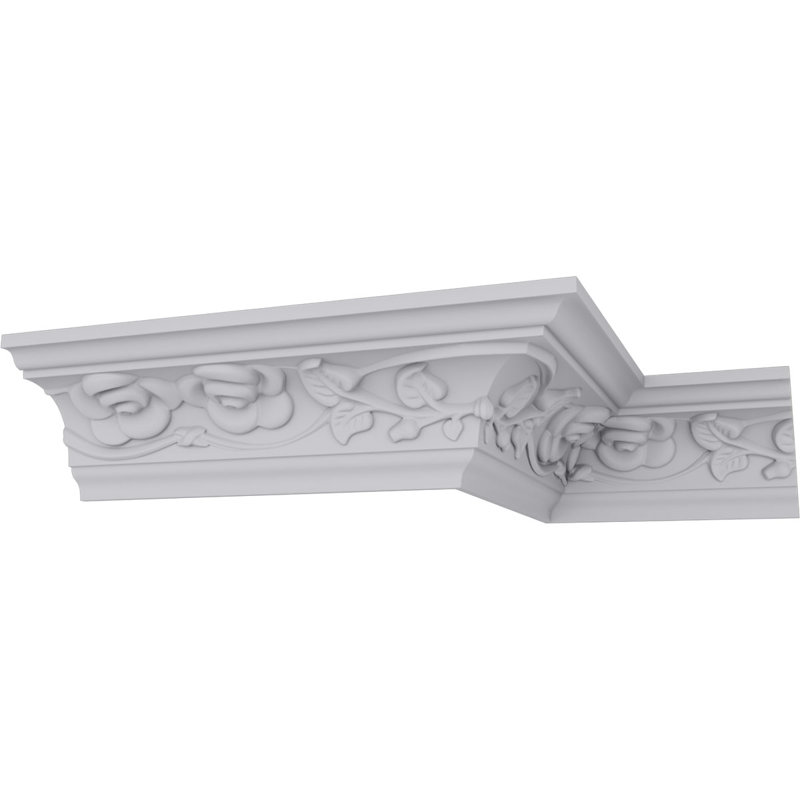 Primed White Polyurethane Rose Crown Moulding