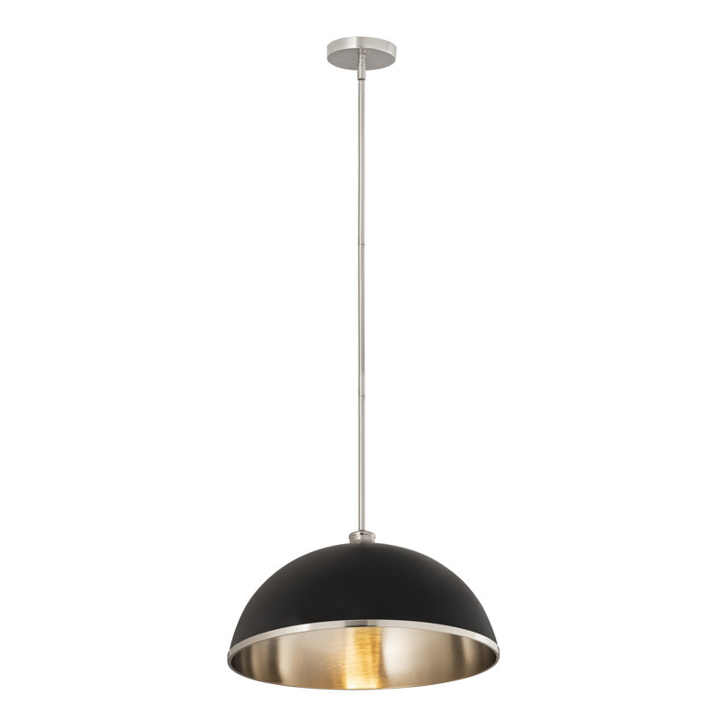 Luminaire suspendu 1 lumière Hagberg, Nickel brossé, Noir mat, H 13 po x l 20 po x P 20 po
