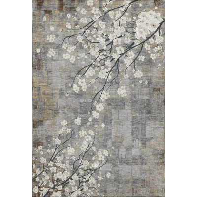 Premium Machine Washable Mayfield AMF2248 Floral Rug