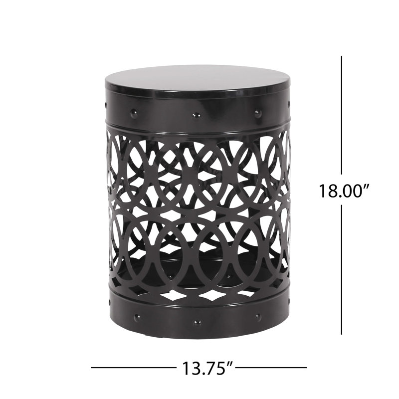 Faliha Powder-Coated Iron Cut Round Side Table, Black 2, 1