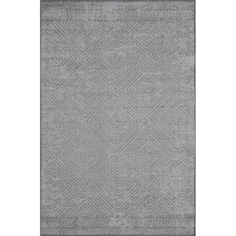 Tapis intérieur / extérieur gris Irune Destiny, Rectangle 4 pi x 6 pi