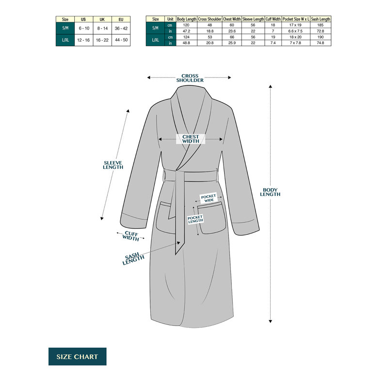 Peignoir mi-mollet en molleton avec poches, G / TG, Gris