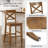 Solid Wood X-Back Counter Height Bar Stool-95448277-95448282