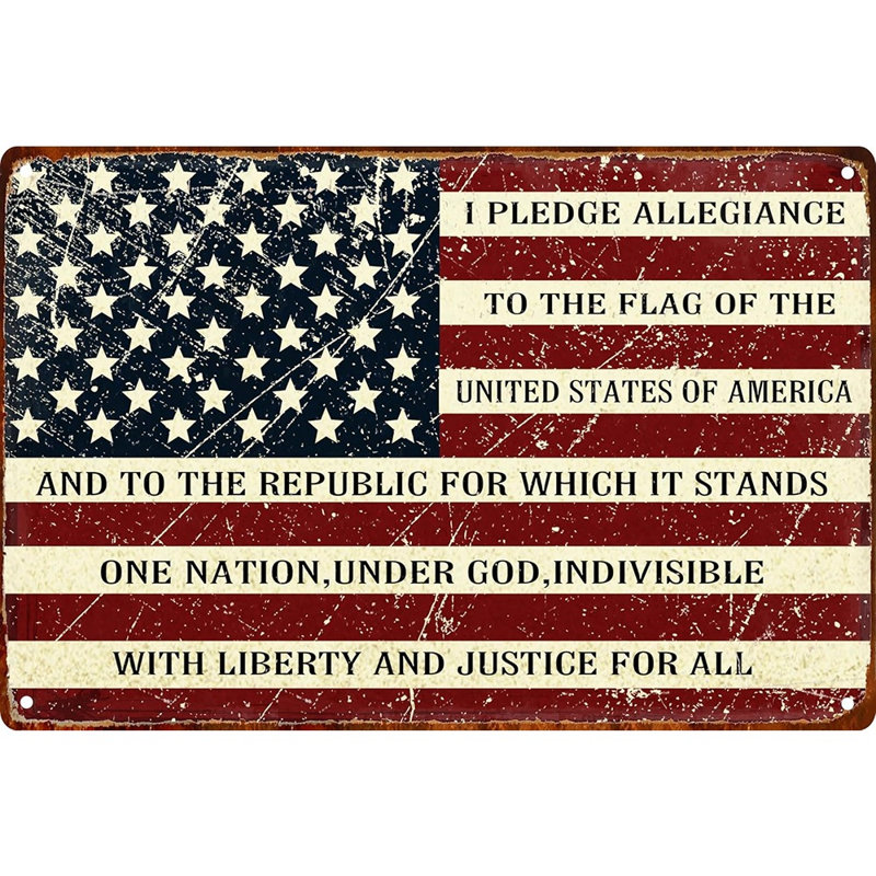 «I Pledge Allegiance», plaque murale rétro en métal, drapeau américain rétro