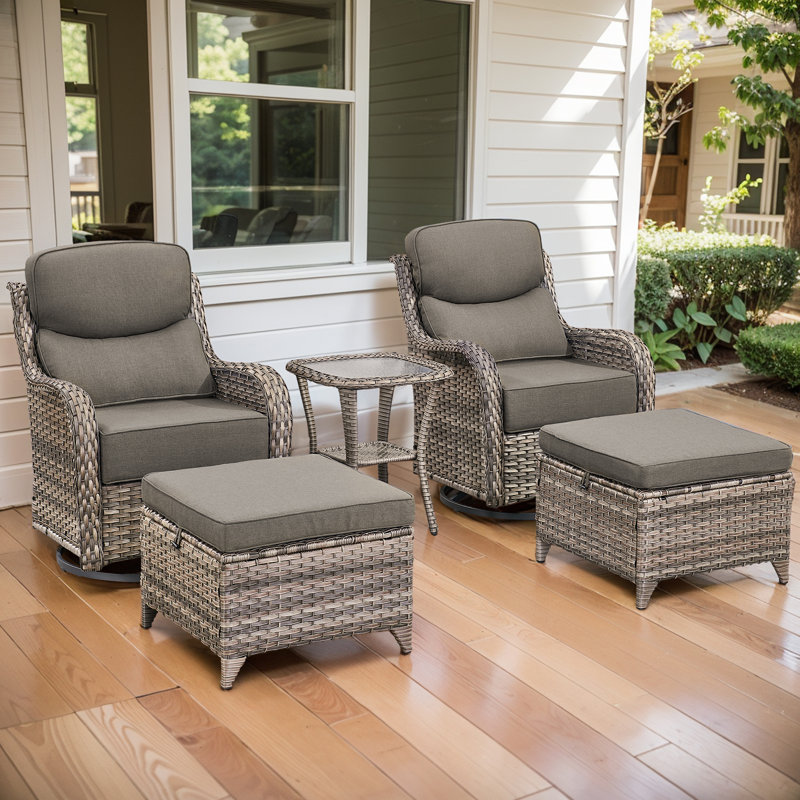 Ensemble de conversation d'extérieur 5 pièces Deb, Coussin gris / cadre gris