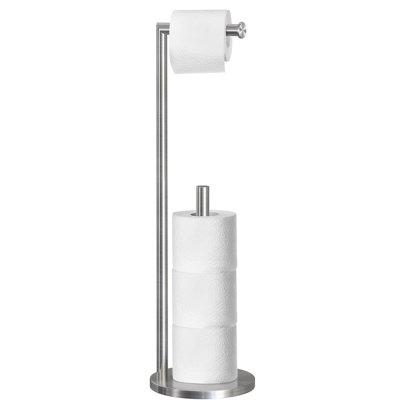 Toilet Paper Holder Stand, Toilet Paper Stand Brushed Nickel, Free Standing Toilet Paper Holder, Toilet Paper Storage