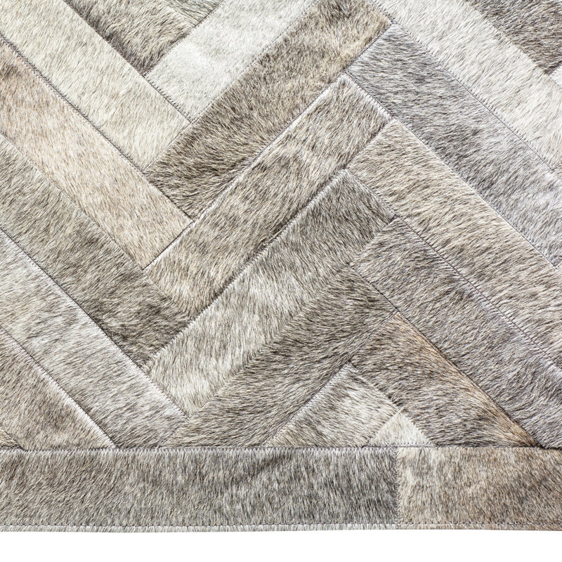 Plutus Cowhide Chevron Area Rug, Rectangle 5' x 8'