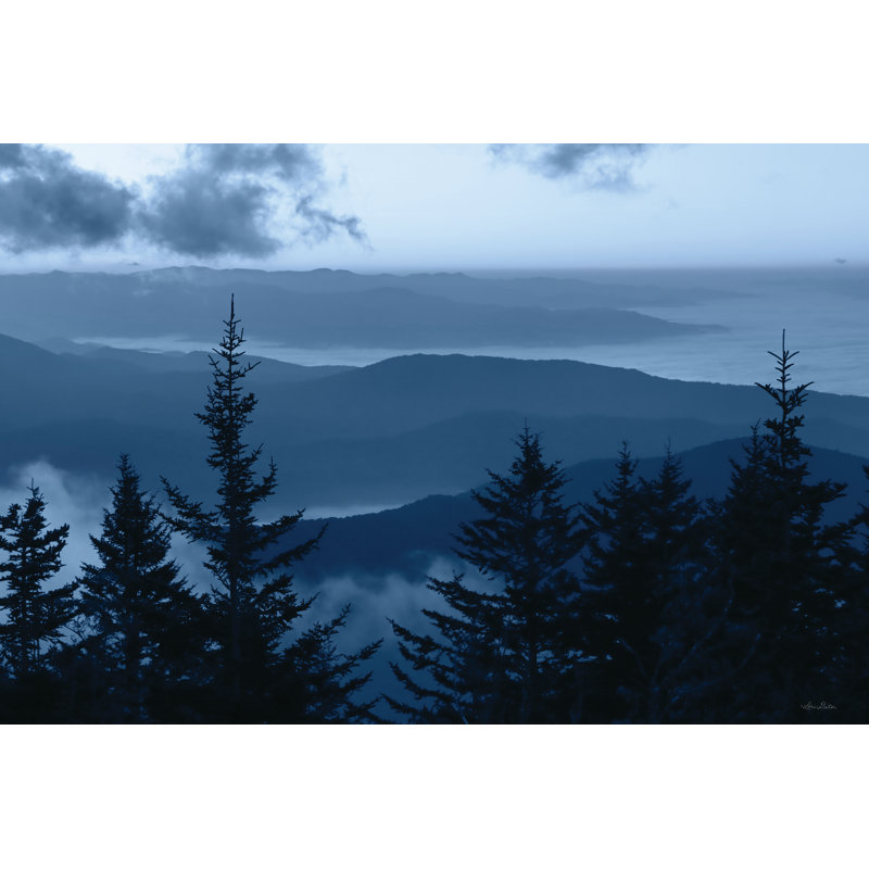 Mountain Morning Blues I par Lori Deiter, Cadre flottant noir, H 24 po x l 36 po