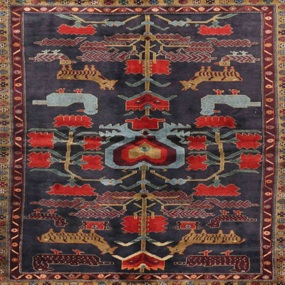 Tapis traditionnel rouge / noir / bleu