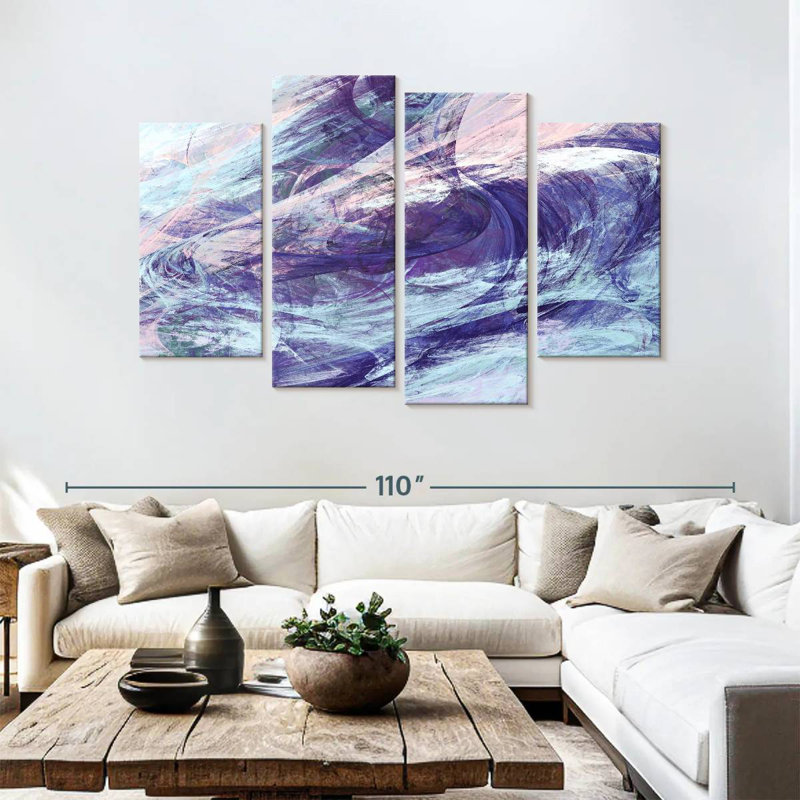 Bleus Avery - abstrait, H 54 po x l 84 po