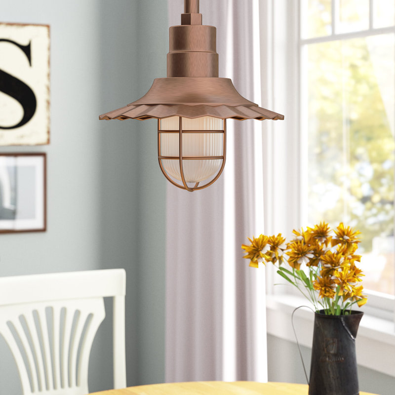 Luminaire suspendu conique à 1 lumière Fitzhugh, Cuivre, H 11,25 po x l 18 po