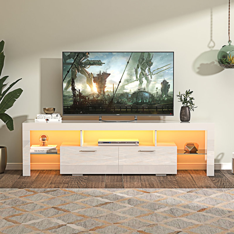 Meuble télé avec lumières DEL, Blanc