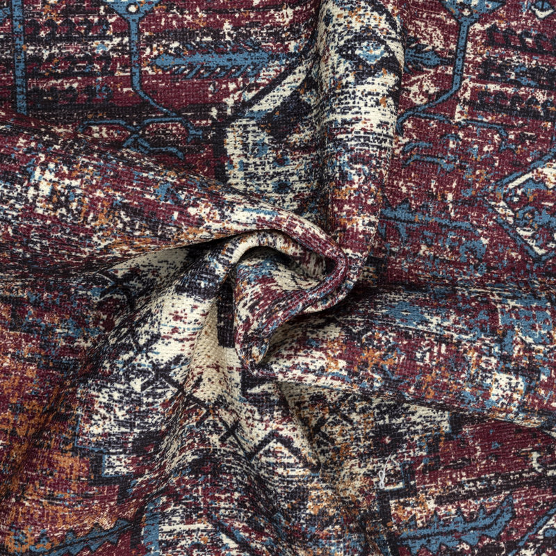 GLN Rugs Vintage Collection - Machine Washable Area Rug, Vintage Washable Rug, Non Slip Area Rug, Low Pile Living Room Rug, Bedroom Rug, Bathroom Rug - Easy Clean (Burgundy Rug)