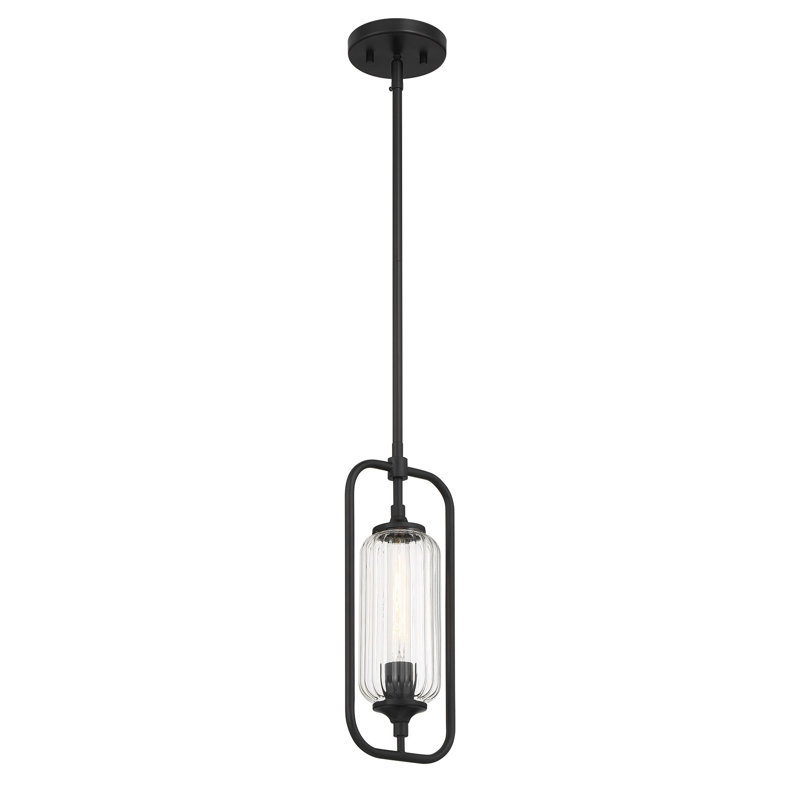 Mini-luminaire suspendu 1 lumière Holton, Noir mat
