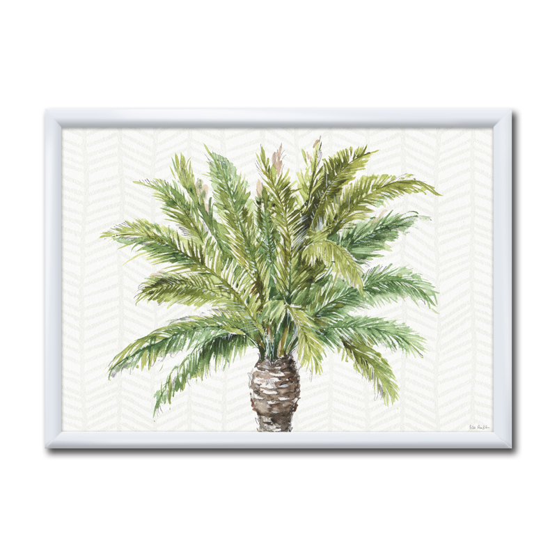 « mixed botanique verts palms iv », reproduction d’art sur toile, H 36 po x l 46 po x p 1,5 po, Cadre blanc