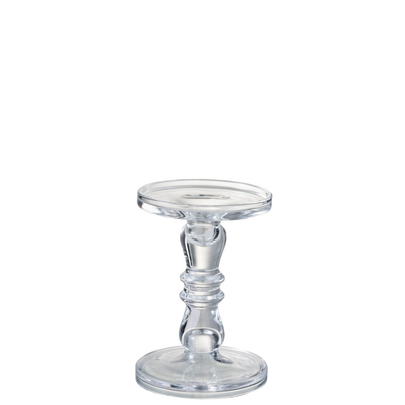 Glass Tabletop Candlestick, 19cm H x 13cm W x 13cm D