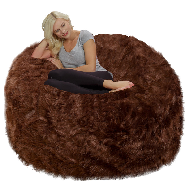 Bean Bag Chair - Giant Faux Fur Classic Memory Foam filled Furniture Bean Bag Pouf for Lounging, Reading, Gaming and Watching TV for Adults - Big Sofa with Plush, Ultra Soft Faux Long Fur Cover in Multiple Colors and Sizes