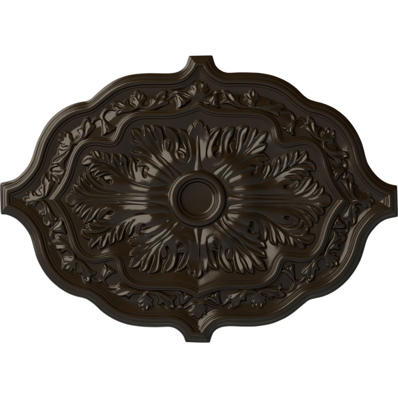 Médaillon de plafond Endurathane Pesaro, l 36 po x H 26 po x P 1 1/2 po, finition de foyer en pierre peinte à la main