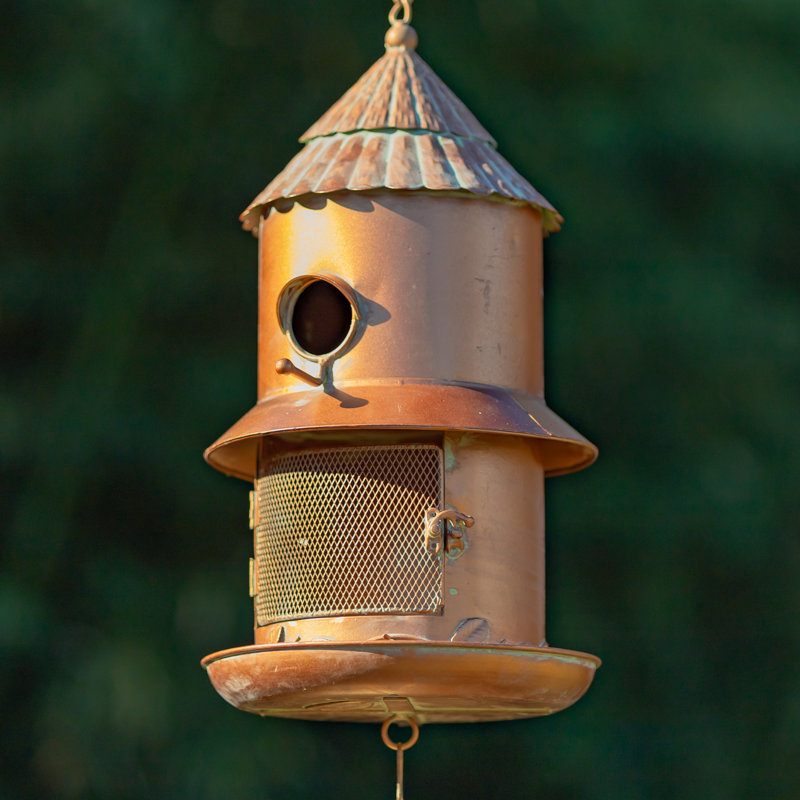 Maison d'oiseaux et mangeoire en fer 42,5 "avec carillons Wind Homestead