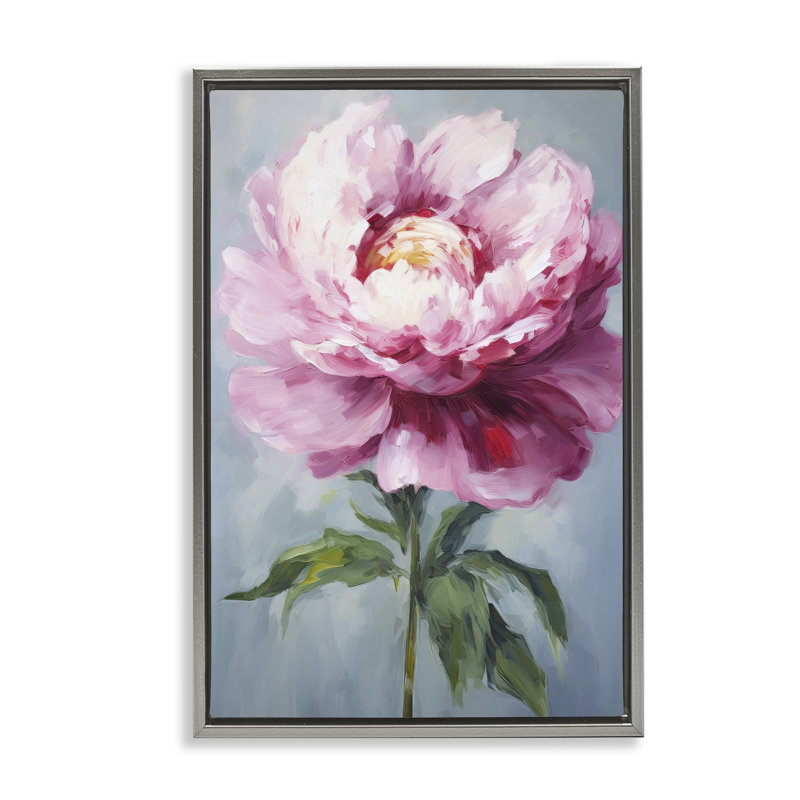 Toile flottante avec cadre floral rose pâle par Petals Prints Design, Cadre flottant gris lustré, H 25 po x l 17 po