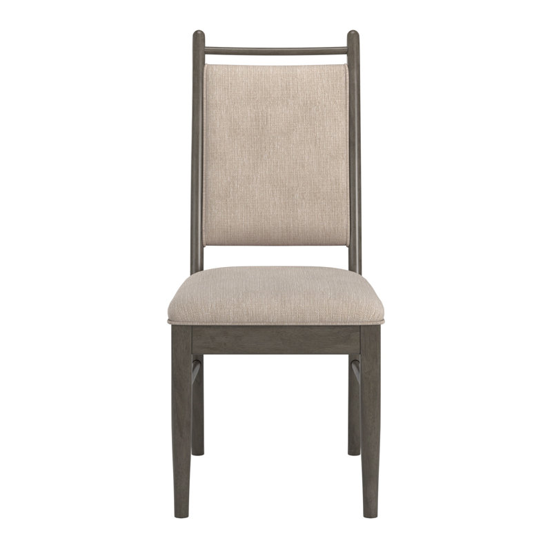 Cipolla Wood Finish Beige Fabric Dining Chair, Gray