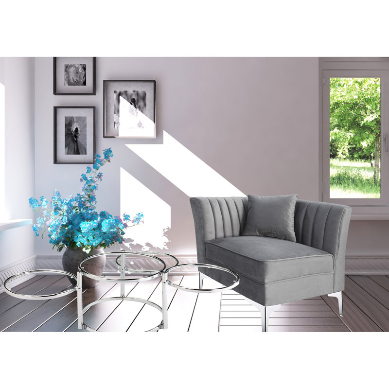 Table basse moderne et gigogne en verre transparent moderne, 3 tablettes rotatives, décoration de salon, l 58,49 po x P 55,11 po H 17,42 po avec plateau