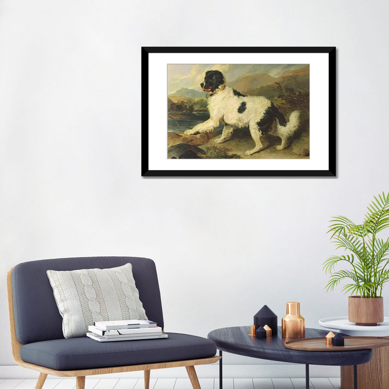 Sir Edwin Landseer, Terre-Neuve, chien appelé lion, 1824, peinture sur toile tendue, H 24 po x l 32 po x P 1 po, Blanc