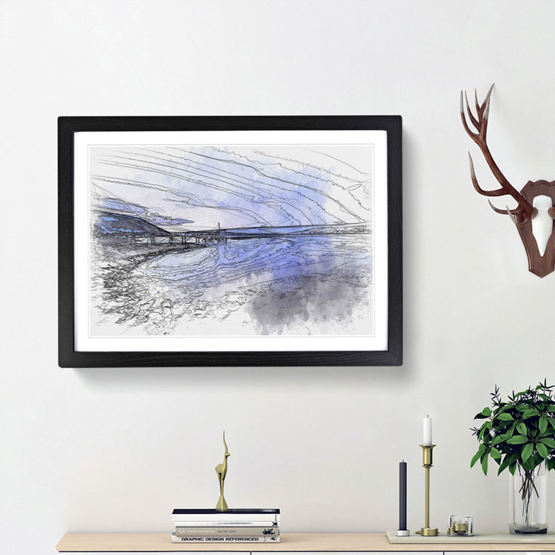Blue Lake in Iceland - Picture Frame Graphic Art Print, Black Framed, 62cm H x 87cm W x 2cm D