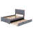 Full Size Velvet Upholstered Platform Bed With Twin Size Trundle-1476582063